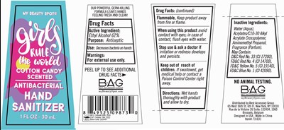Image Description (Girls Rule The World Antibacterial Hand Sanitizer Cotton Candy Scented 30 mL 62vv)